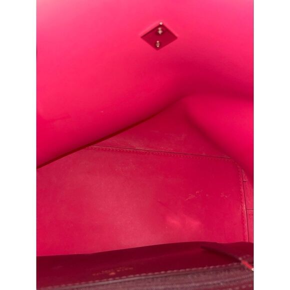 Kate Spade Raspberry Chocolate Leather Small Tote Shoulder Bag Turnlock Closure - Picture 6 of 15